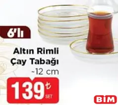 COLORİNA ALTIN RİMLİ ÇAY TABAĞI 12 CM 6'LI fiyat ve kampanya bilgisi